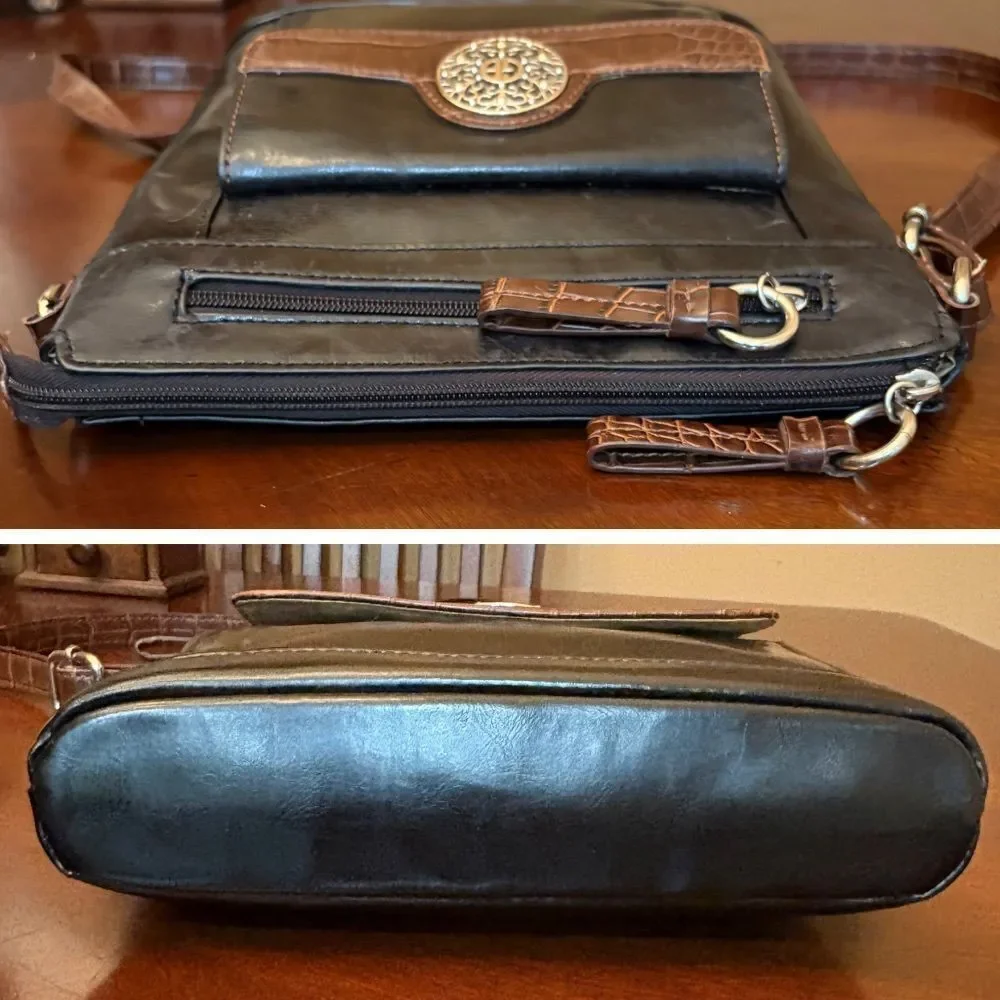 GIANI BERNINI - Florentine Glazed Leather Crossbody/Croco Faux Leather Trim EUC - Picture 10 of 16